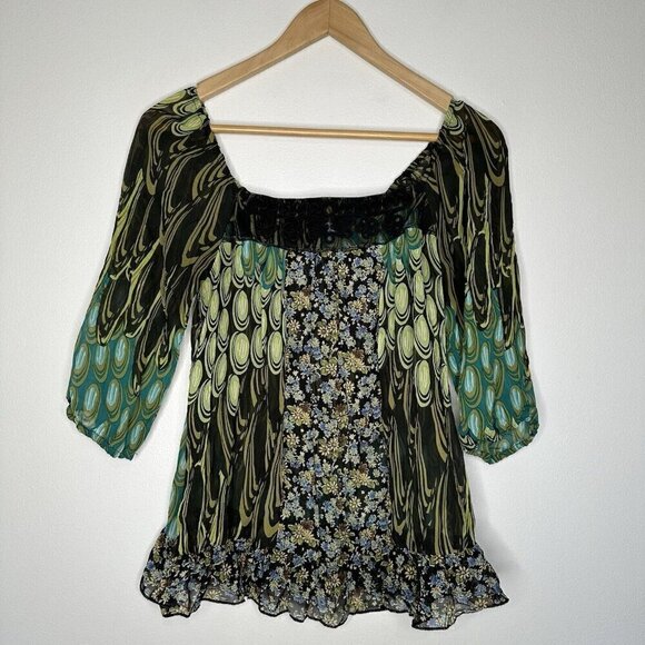 Y2K Xhilaration Babydoll Top Size M Floral - Picture 1 of 11